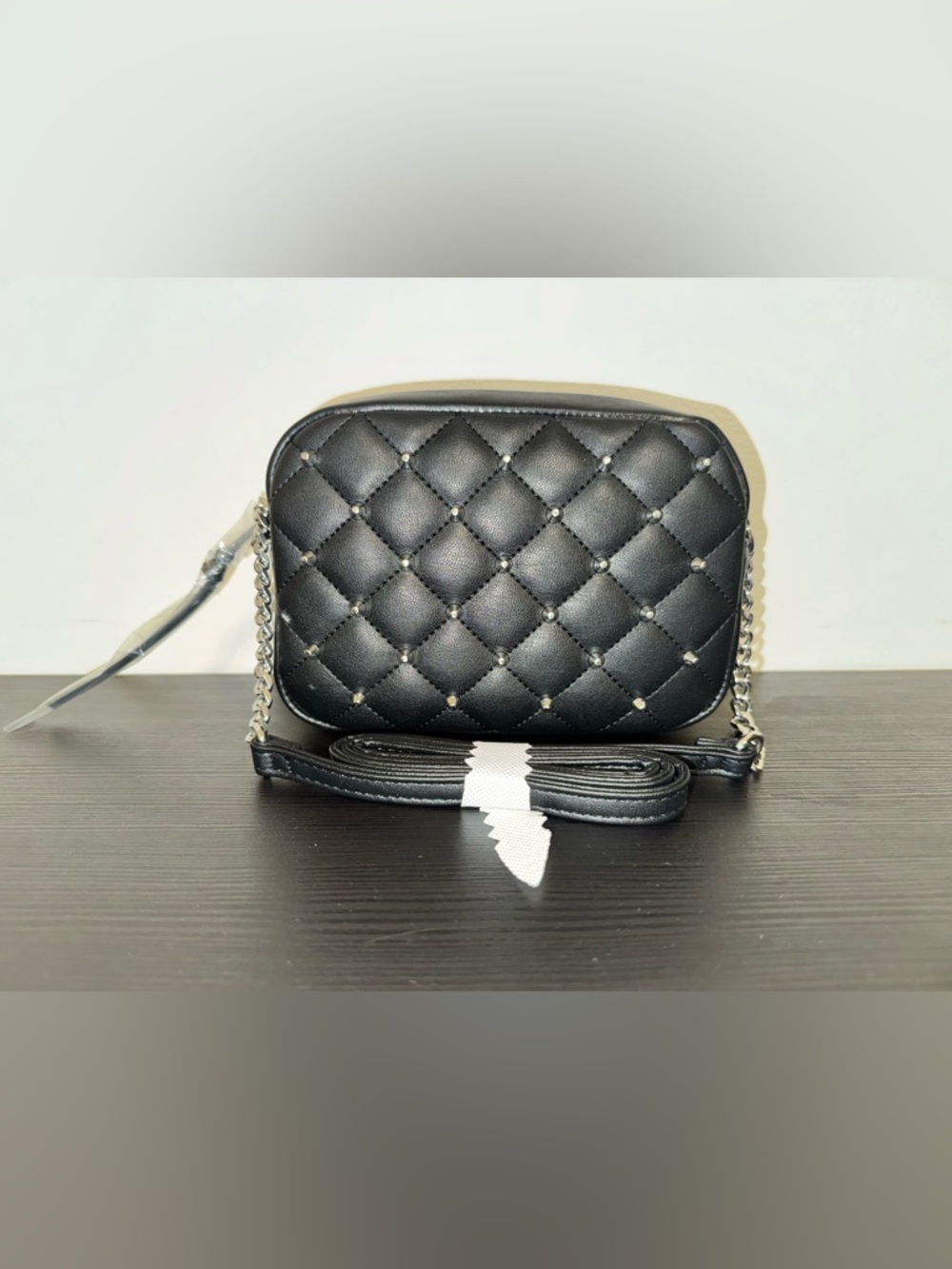 NWT Rebecca Minkoff RM Black Quilted Studded Crossbody Camera Bag